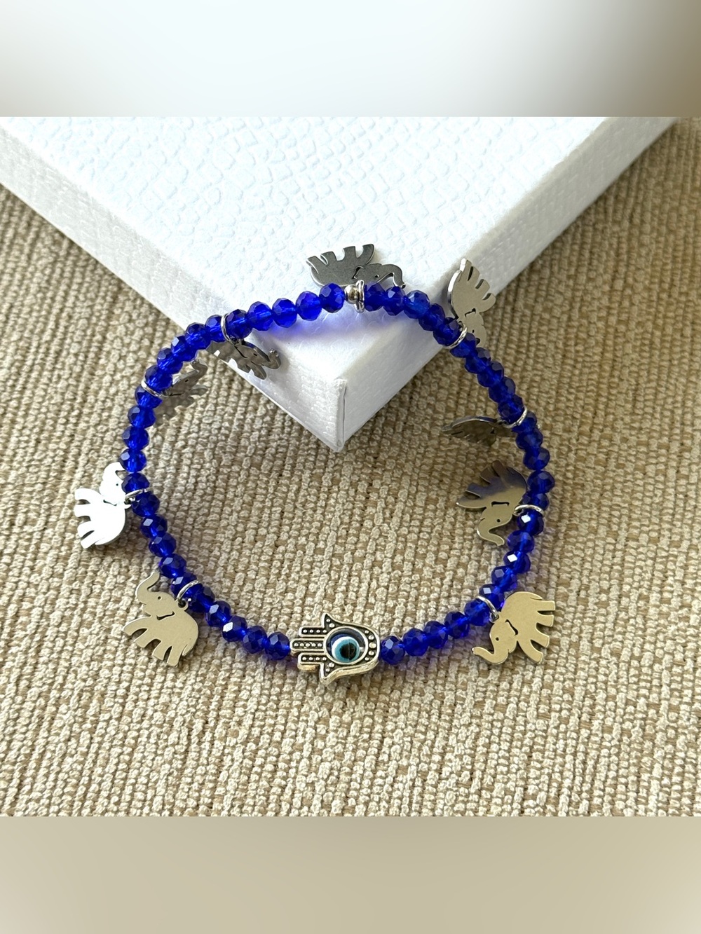 Blue Evil Eye Bracelet Handmade Elephant Protection Bracelet For Men And Women